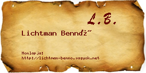 Lichtman Bennó névjegykártya